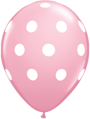 Pink With White Polka Dots Latex Balloons - (1 unit)