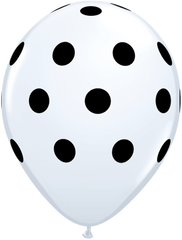 White With Black Polka Dot Latex Balloons (8 pack)