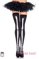 Skeleton Print Stockings - Black/White