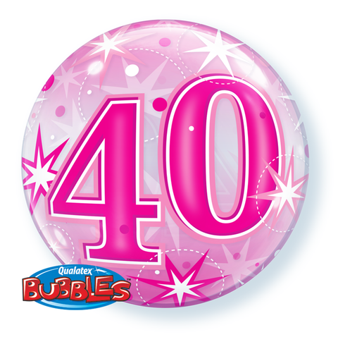 40 Pink Starburst Bubble Balloon - 22"/55cm