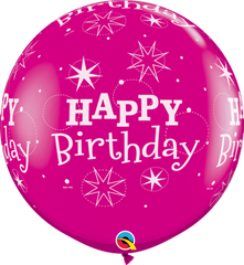 Round Pink Happy Birthday Jumbo Latex Balloon - 3ft