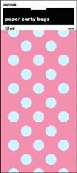 Dots Paper Party Loot Bags - 12 pack - Hot Pink
