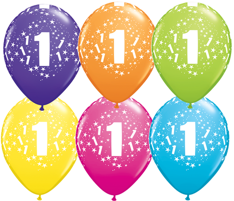 1st Birthday Latex Balloons - (6 pack)