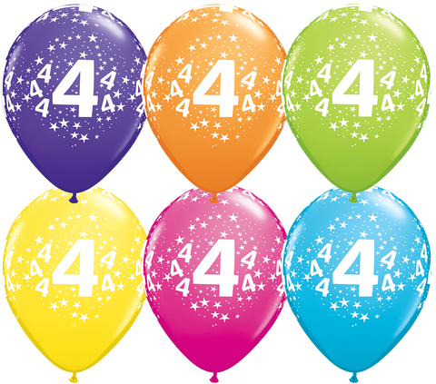 4th Birthday Latex Balloons - (6 pack)