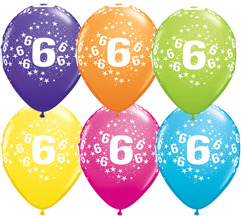 6 Print Balloons - Assorted Colours (6 pack)