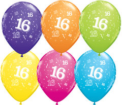 16th Birthday Latex Balloons - (6 pack)