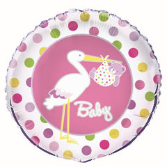 Baby Girl Stork Foil Balloon - 46cm