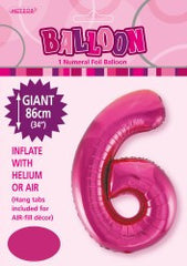 Foil Number 6 - Hot Pink (86cm)