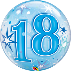 18 Blue Starburst Bubble Balloon - 22"/55cm
