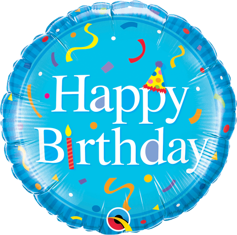 Happy Birthday Blue Foil Balloon - 46cm