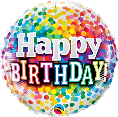 Happy Birthday Rainbow Confetti Foil Balloon - 46cm