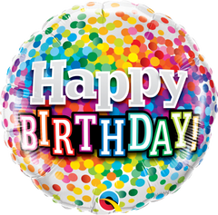 Happy Birthday Rainbow Confetti Foil Balloon - 46cm