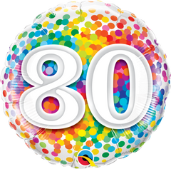 80 Rainbow Confetti Foil Balloon - 46cm