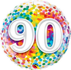 90 Rainbow Confetti Foil Balloon - 46cm