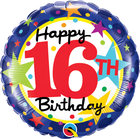 16th Birthday Stars Foil Balloon - 46cm