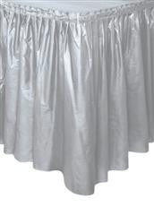 Silver Plastic Table Skirt (426cm)