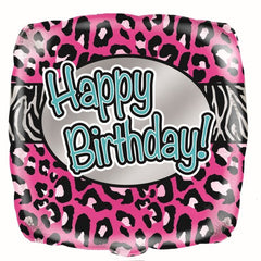 Pink Animal Print Birthday Foil Balloon - 46cm