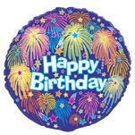 Happy Birthday Fireworks Foil Balloon - 46cm