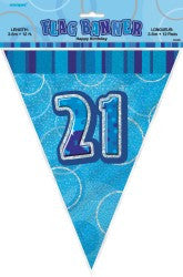 Glitz Blue Flag Banner - 21 (3.6m)