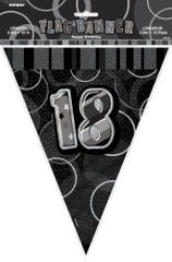 Glitz Black & Silver Flag Banner - 18 (3.6m)