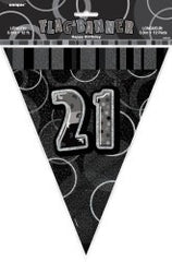 Glitz Black & Silver Flag Banner - 21 (3.6m)