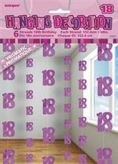 Glitz Pink Hanging Decorations - 18 (6 pack)