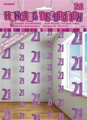 Glitz Pink Hanging Decorations - 21 (6 pack)