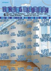 Glitz Blue Hanging Decorations - Happy Birthday