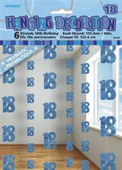 Glitz Blue Hanging Decorations - 18 (6 pack)
