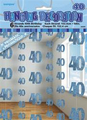 Glitz Blue Hanging Decorations - 40 (6 pack)