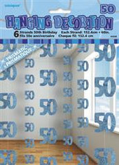Glitz Blue Hanging Decorations - 50 (6 pack)