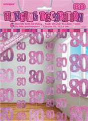 Glitz Pink Hanging Decorations - 80 (6 pack)