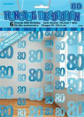 Glitz Blue Hanging Decorations - 80 (6 pack)