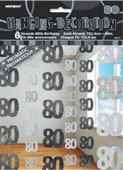 Glitz Black & Silver Hanging Decorations - 80 (6 pack)