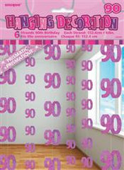 Glitz Pink Hanging Decorations - 90 (6 pack)