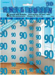 Glitz Blue Hanging Decorations - 90 (6 pack)