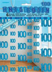 Glitz Blue Hanging Decorations - 100 (6 pack)