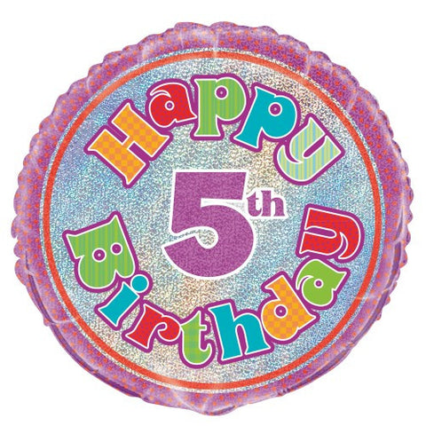 5th Birthday Prismatic Foil Balloon - 45cm