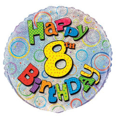 8th Birthday Prismatic Foil Balloon - 45cm
