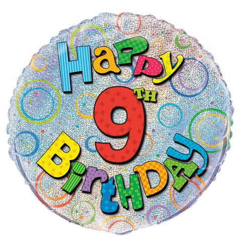 9th Birthday Prismatic Foil Balloon - 45cm