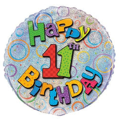 11th Birthday Prismatic Foil Balloon - 45cm