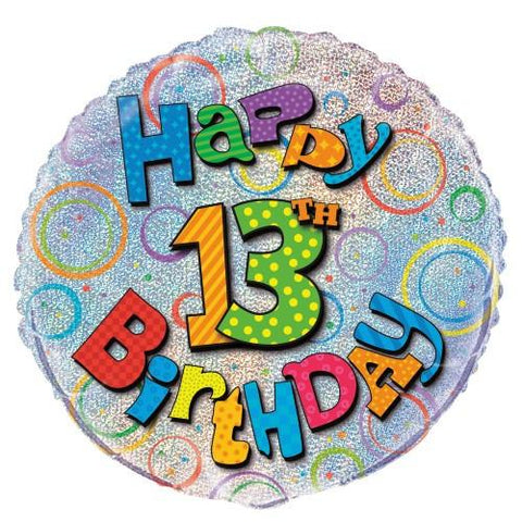 13th Birthday Prismatic Foil Balloon - 45cm