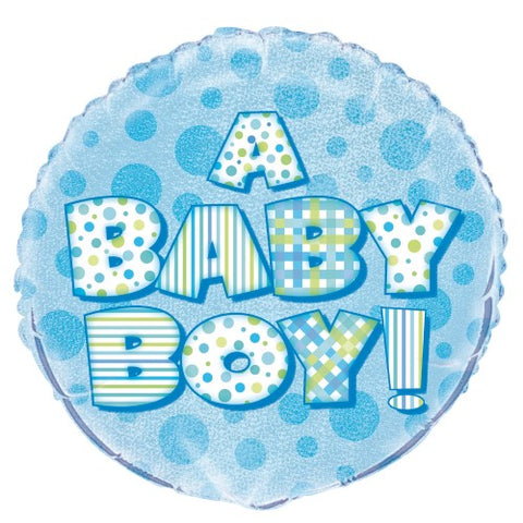 Baby Boy Prismatic Foil Balloon - 45cm