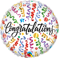 Congratulations Streamers Foil Balloon - 46cm