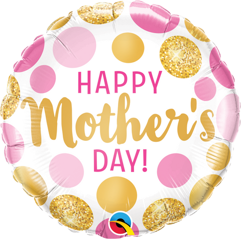 Mothers Day Pink & Gold Dots Foil Balloon - 46cm