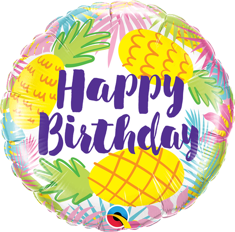 Happy Birthday Pineapples Foil Balloon - 46cm