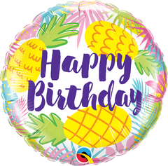 Happy Birthday Pineapples Foil Balloon - 46cm