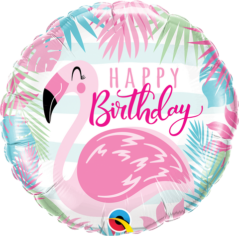 Happy Birthday Pink Flamingo Foil Balloon - 46cm