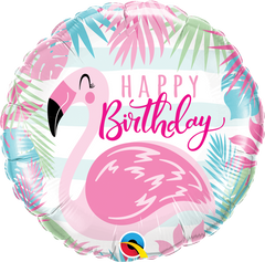 Happy Birthday Pink Flamingo Foil Balloon - 46cm