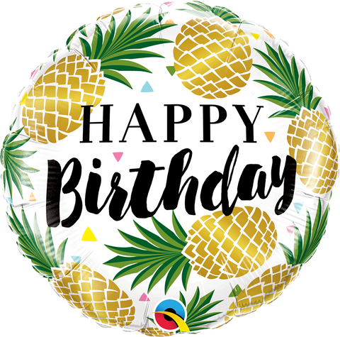 Happy Birthday Golden Pineapple Foil Balloon - 46cm